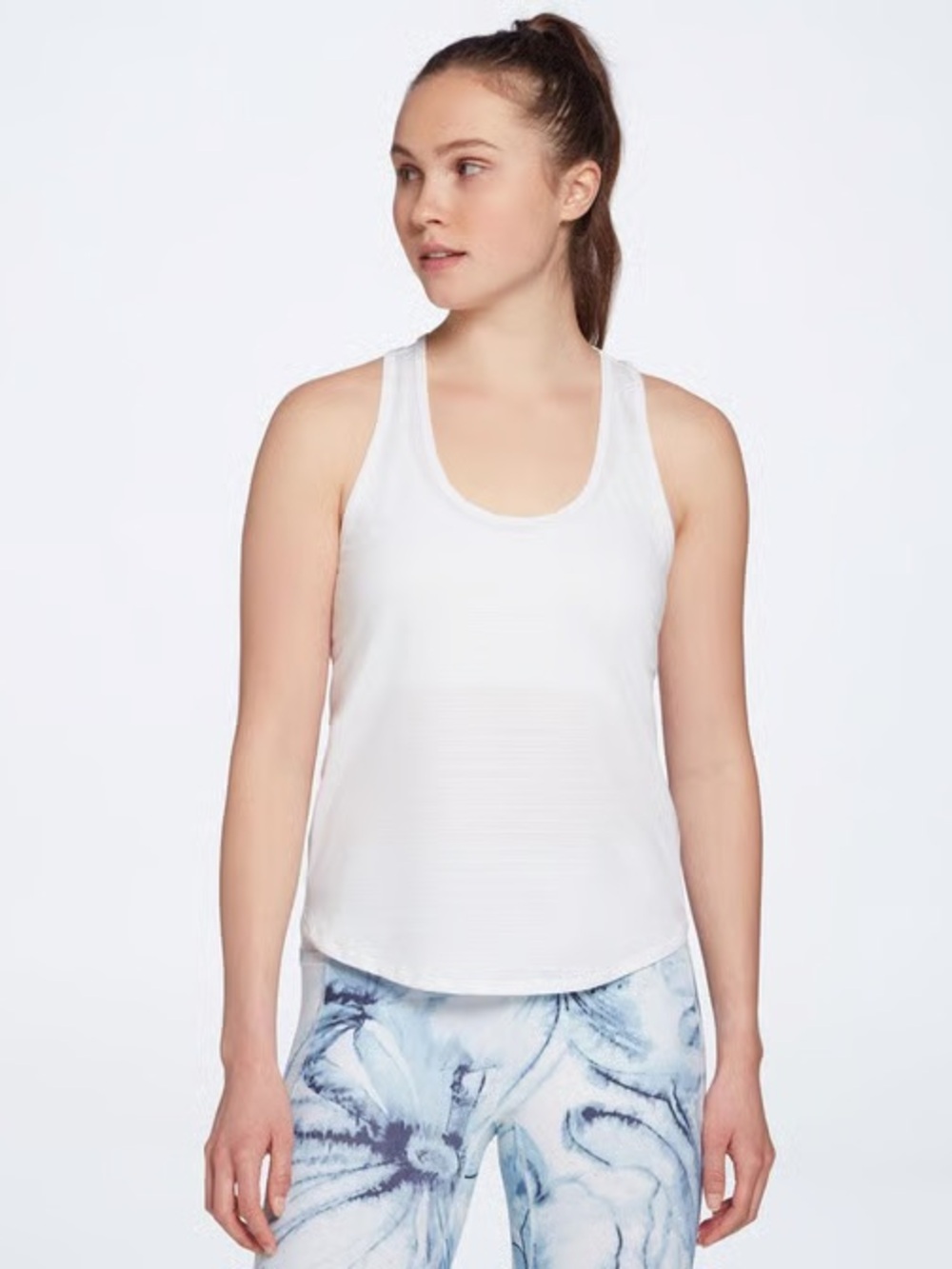 Calia Scoop Neck Racerback Tank Activewear Lightweight Cooling White Running